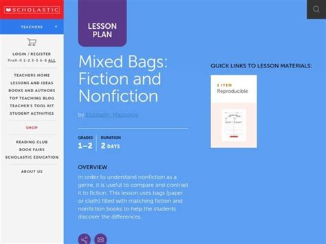 Mixed Bags: Fiction and Nonfiction Lesson Plan for 1st - 2nd Grade