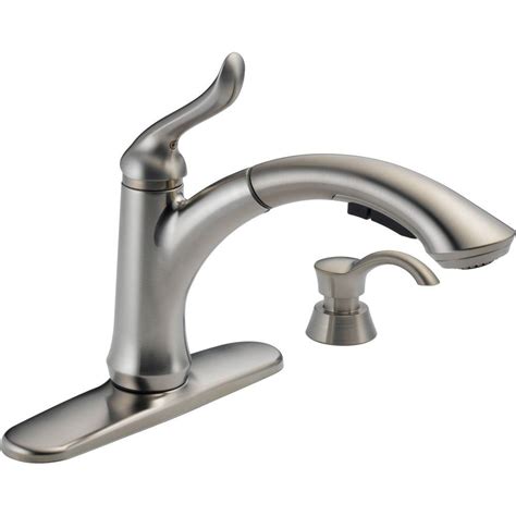 Whether your kitchen aesthetic calls for chrome, stainless steel or matte black, the delta brand offers the single handle kitchen faucets you want. Delta Linden Single-Handle Pull-Out Sprayer Kitchen Faucet ...