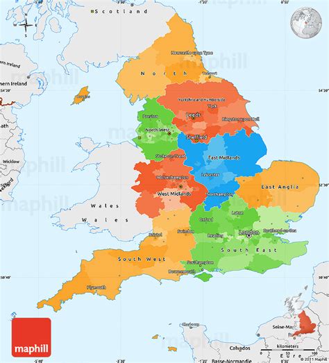 Political Simple Map Of England Single Color Outside Borders And Labels