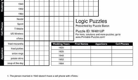 Printable Puzzles For Adults | Logic Puzzle Template – Pdf | Puzzles