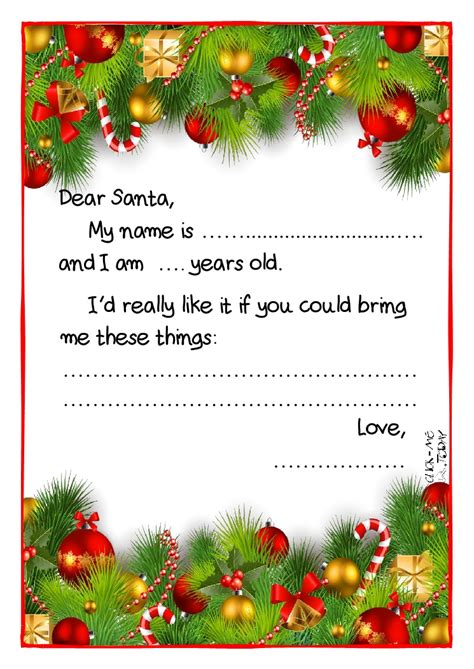 Christmas Letter To Santa Template