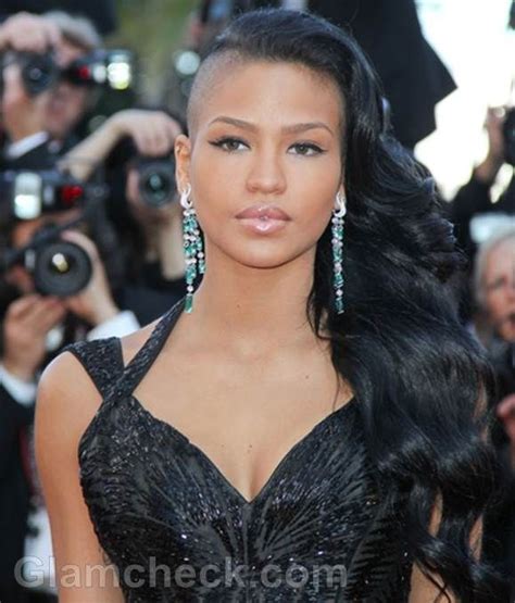 Cassie S Unique Take On Side Swept Hair A Hit At 2012 Cannes Shaved Side Hairstyles Hair