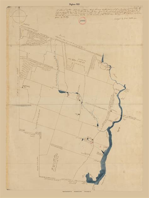 Dighton Massachusetts 1831 Old Town Map Reprint Roads Homeowner