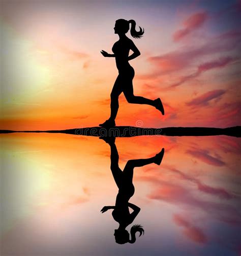 Running Girl At Sunset Silhouette Stock Illustration Illustration Of Person Leisure 49088676