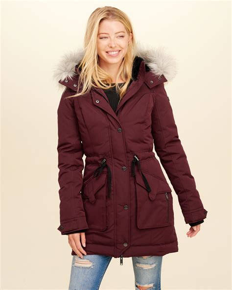 Hollister Ultimate Down Cozy Lined Parka In Burgundy Red Lyst