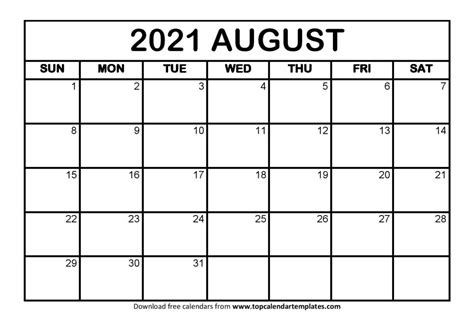 Download and customize the editable 2021 monthly calendar template in many formats, including word, xls / xlsx, and pdf. Free August 2021 Calendar Printable (PDF, Word) Templates