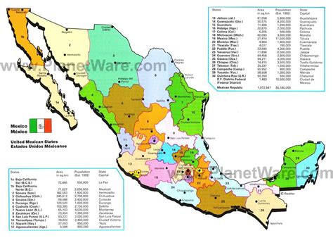 Mexico Mexican States Map Mexico Map Map Mexico Information