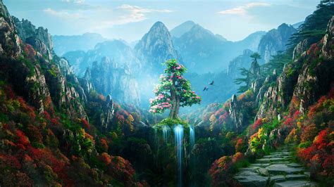 Download Enchanted Spring Forest Art Wallpaper