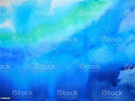 Abstract Dark Blue Sky Water Sea Ocean Wave Watercolor Painting