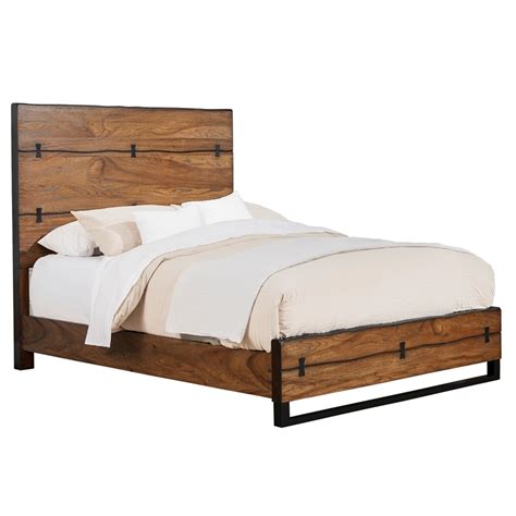 Alpine Furniture Live Edge Queen Wood Panel Bed In Tobacco Brown