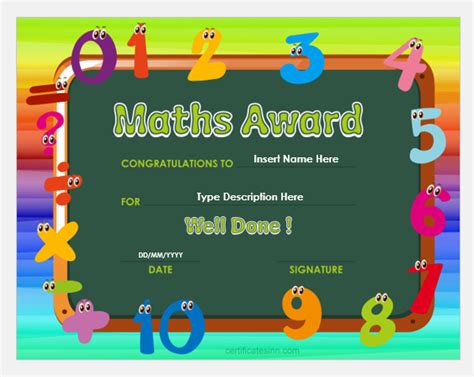 Math Award Certificate Templates For Word Download Free