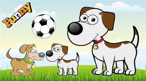 Funny Dogs Cartoons For Children Funny Dog Video For Children Cute Dogs Playing Soccer Youtube