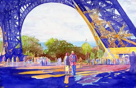 Effel Afternoon Watercolor Painting Paris France Eiffel Tower Art La