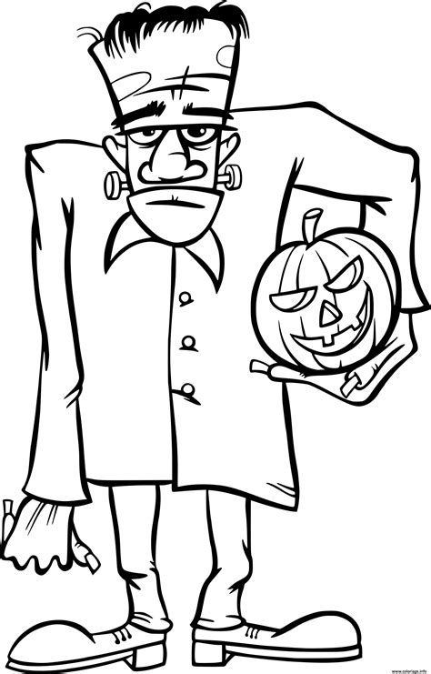 Coloriage Halloween Frankenstein Avec Une Citrouille Dessin Monstre à