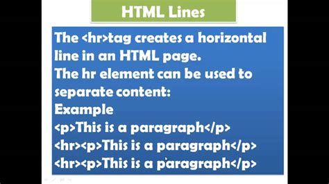 Lesson 07 Html Lines Html Sahalsoftware Youtube