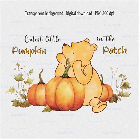 Classic Winnie The Pooh And Pumpkins Png Design For Autumn Etsy