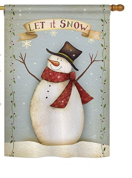 Let It Snow Happy Snowman House Flag And More Garden Flags At