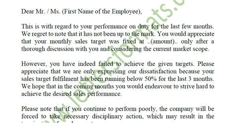 Positive feedback you can give: Warning Letter to Employee for Not Achieving Sales Target