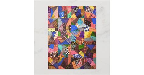Crazy Quilt Patchwork Quilt Abstract Art Geometric Postcard Zazzle