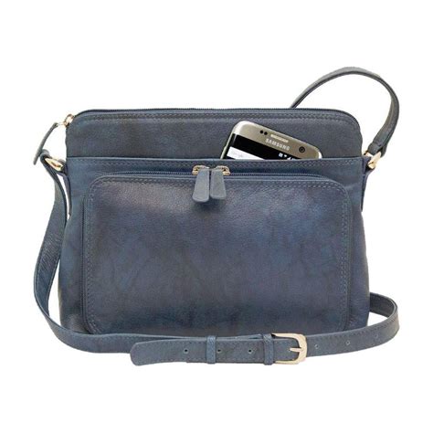 Genuine Soft Leather Cross Body Bag With Front Organizer Wallet Jeans