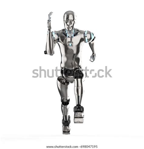 3d Rendering Humanoid Robot Running On Stock Illustration 698047195
