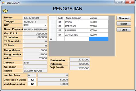 Program Gaji Karyawan Visual Basic Microsoft Excel And Visual Mobile