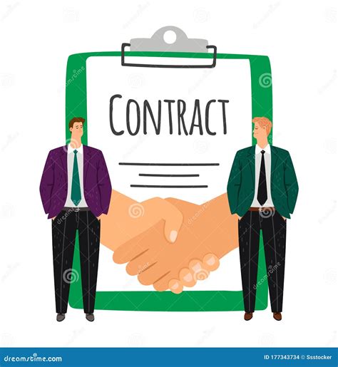 Businessmen And Handshake Contract Signing Stock Vector Illustration