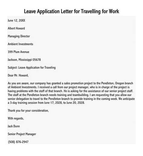Travel Permission Letter Sample Letters And Writing Tips