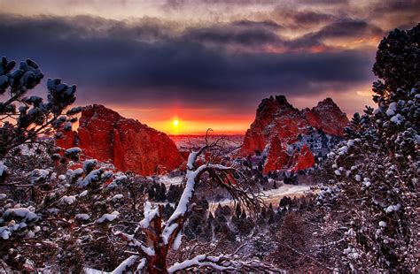 Colorado Springs Area Winter Sunrise At Garden Of The Gods