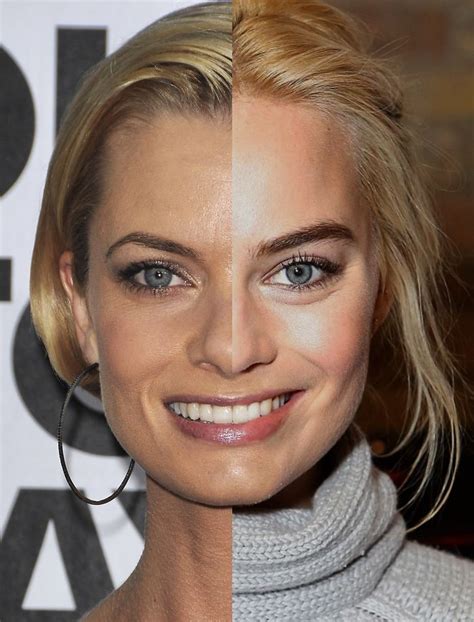 Split Screen Image Of Jaime Pressly L And Margot Robbie R R Pics