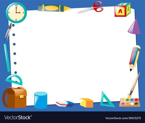 Border Template With School Items Illustration Download A Free Preview