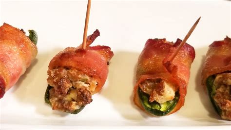 Bacon Wrapped Jalapenos With Cream Cheese And Sausage Bacon And Bevs