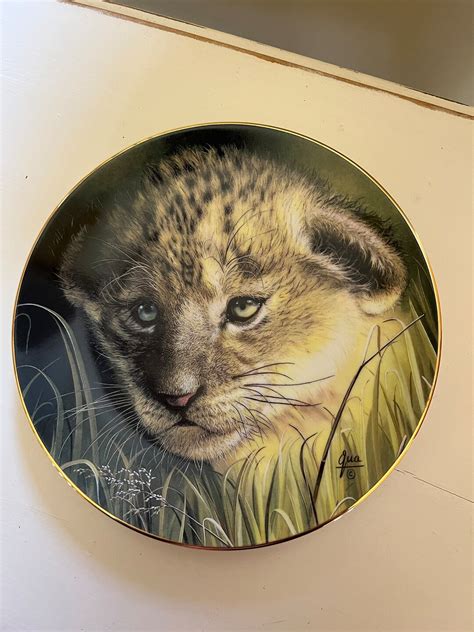 vintage princeton gallery cubs of the big cats collectors plate lion cub etsy