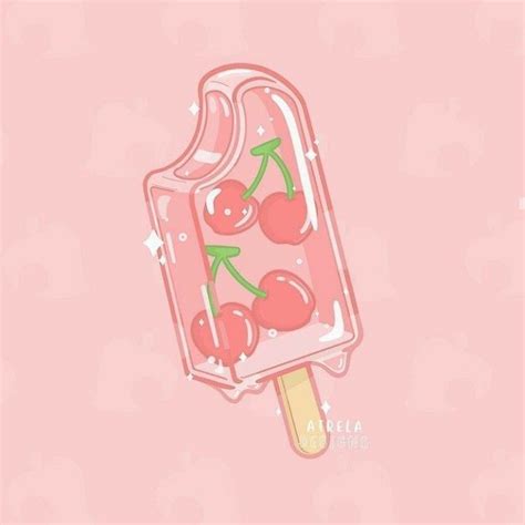 Kawaii Pastel Cherry Popsicles Pink Cute Anime Wallpaper Pink