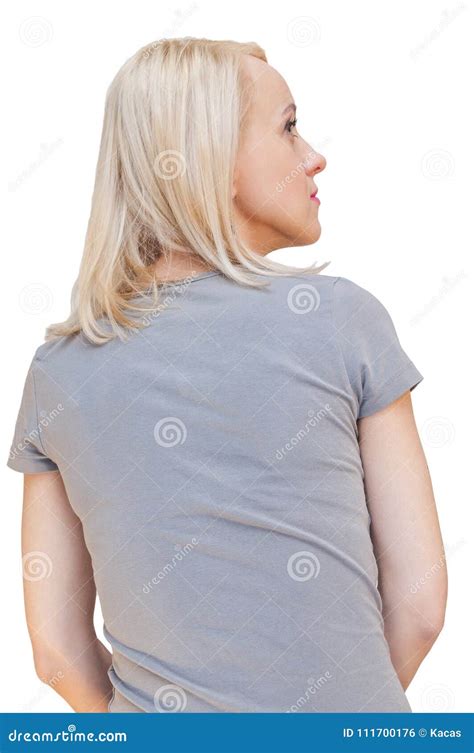 Back Portrait Of Woman Looking Right Stock Photo Image Of Sitting