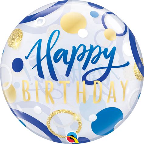Birthday Dots Blue And Gold Qualatex 22 Bubble