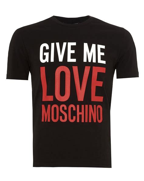 Love Moschino Mens Give Me Love T Shirt Black Cotton Tee