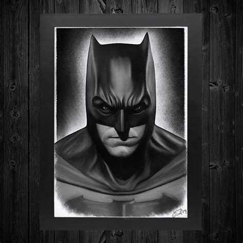 Batman A4 Framed Art Print Hand Drawn Portrait Of Batman Etsy