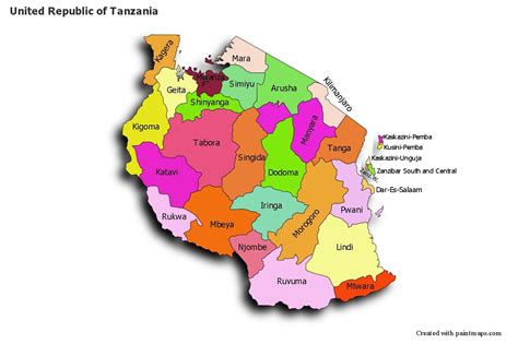 Sample Maps For United Republic Of Tanzania Coloredshadowy Map