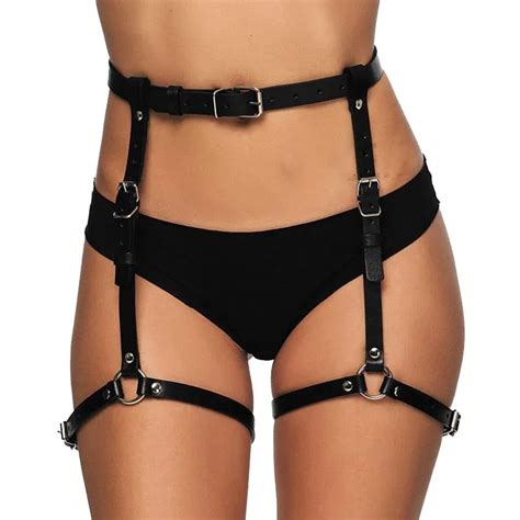 garters erotic leg harness womens bdsm leather body bondage garter stockings belts waist to