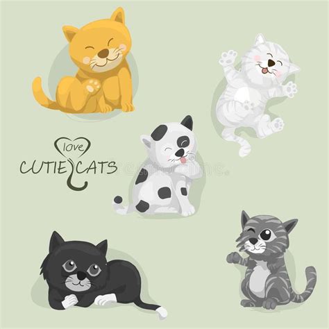 Todos Los Gatos Del Cutie De La Historieta Sistema De Gatos De La