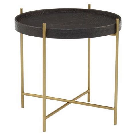 Meidell Side Table Bloomsbury Market Gold Wood Black Wood Wood And