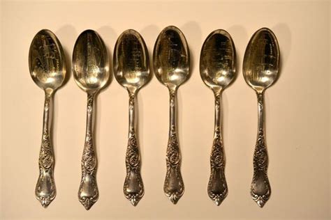 1893 Chicago Worlds Fair Souvenir Spoons Set Of 6 Mockingbird Antiques