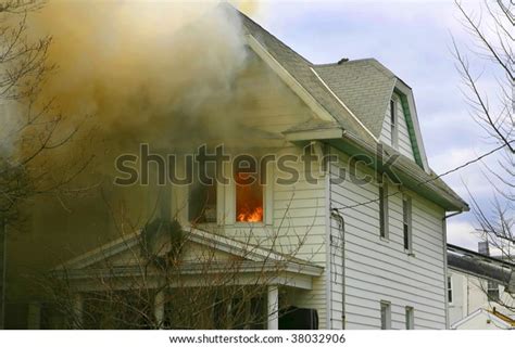 Flames Smoke Bad House Fire Stock Photo Edit Now 38032906