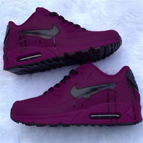New And Custom Purple And Black Drip Nike Air Max 90 Etsy Sneakers