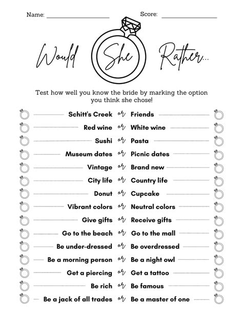 Would She Rather Bridal Shower Game Rules Printable Pdf 2022