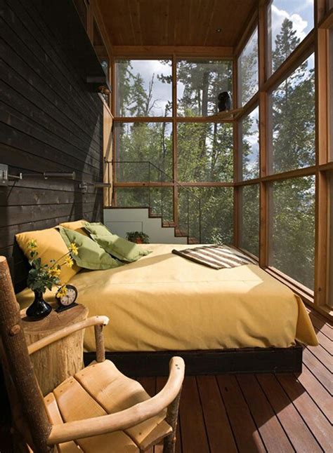 Wood Bedroom With View Of Nature Homemydesign