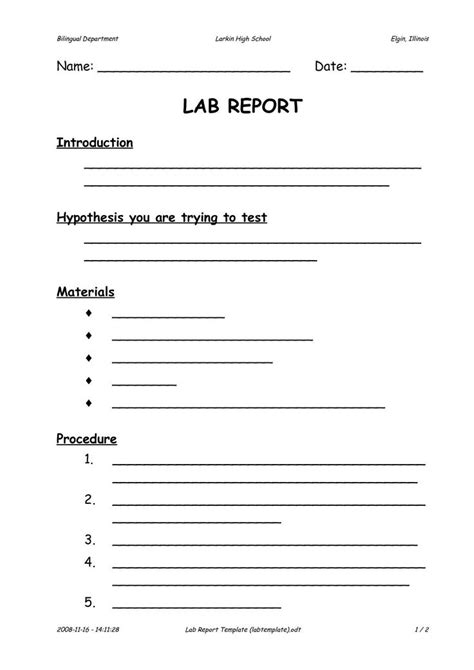 Scientific Method Worksheet High School Science Lab Report