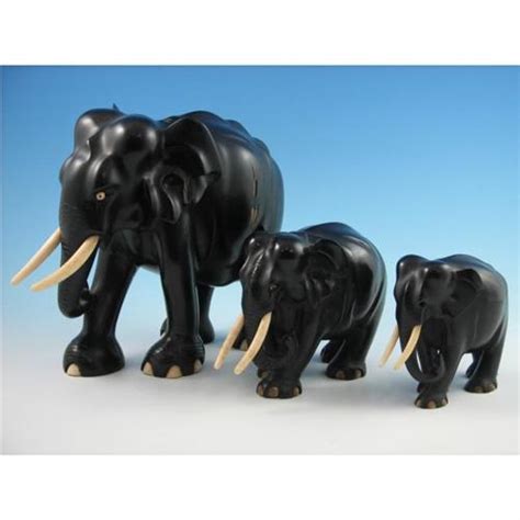 3 Carved Elephants Pre Ban Ivory Tusks