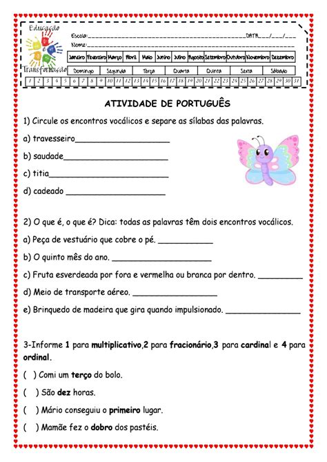 Atividade Para 4 Ano Portugues Ensino